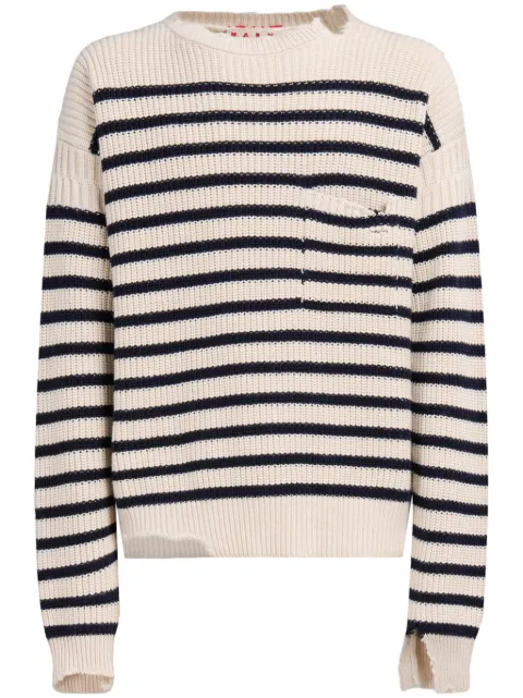 Marni striped virgin wool sweater White GCMG0360Q0UFC532
