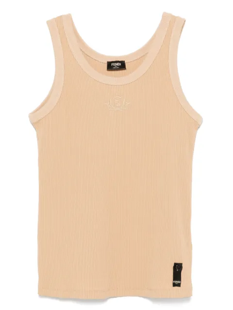 FENDI logo-embroidered tank top Neutrals FY1278AU9K