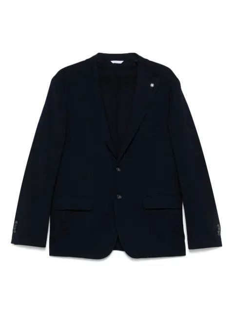 Manuel Ritz brooch-detail blazer Blue 3832G2778253145