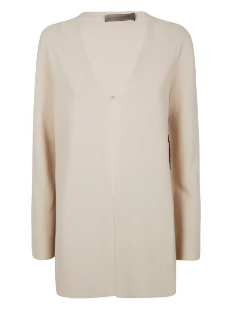 D.Exterior oversized V-neck cardigan Neutrals 60051