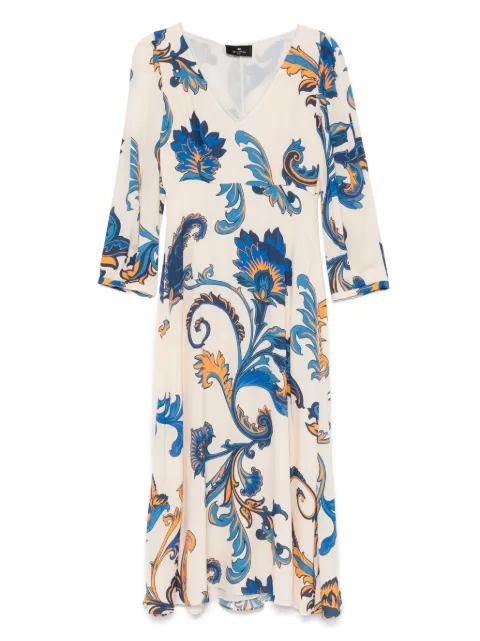 ETRO floral-print midi dress Neutrals WRHA036999SA4A6