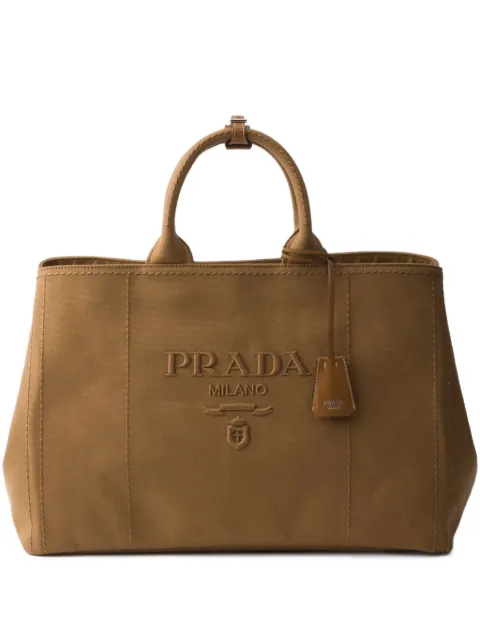 Prada Jardinière extra-large cotton canvas tote bag Brown 2VG131VOOO2CYA