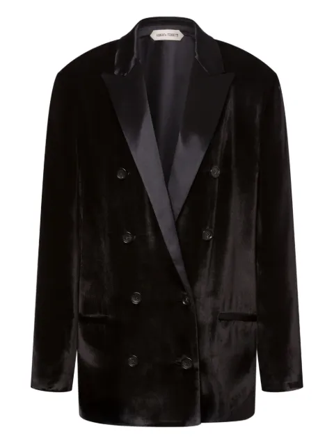 Alberta Ferretti satin double-breasted blazer Black AEF252U05096645