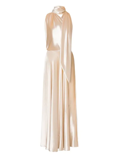 Alberta Ferretti satin long dress White AEF252U04166645