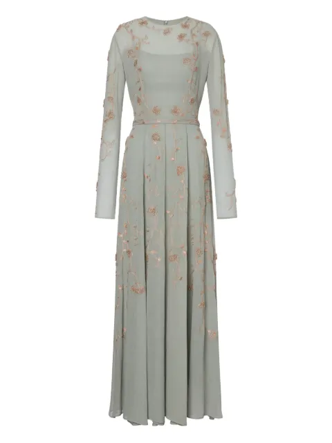 Alberta Ferretti floral-embroidered dress Grey AEF252U04356617