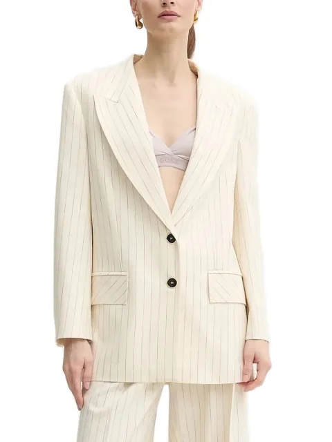 SIMONA CORSELLINI stripe-pattern blazer Neutrals P25CPGI009