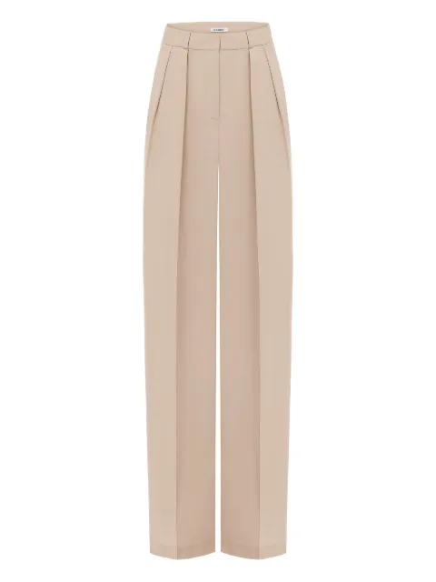 ANNAFOXY pintuck detailing trousers Neutrals WIDEBEIGETROUSERS