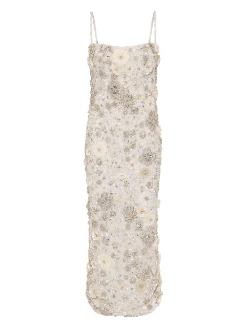 Rachel Gilbert Francesca floral-embroidered midi dress Neutrals 25PFRG61105IVY