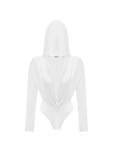 ANNAFOXY draped bodysuit White ALLUREBLANCBODYSUIT