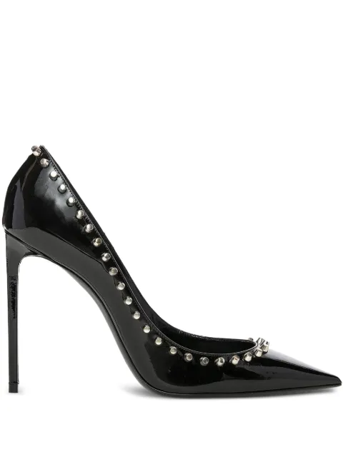Saint Laurent 105mm Zoe patent leather studded pumps Black 5389100NPLL