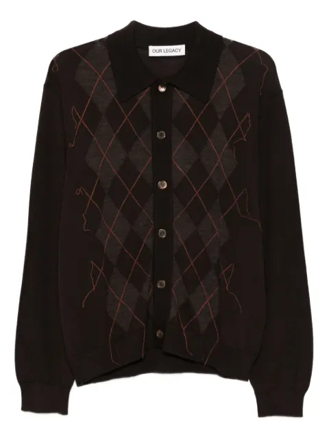 OUR LEGACY argyle-knit cardigan Brown M4253EP