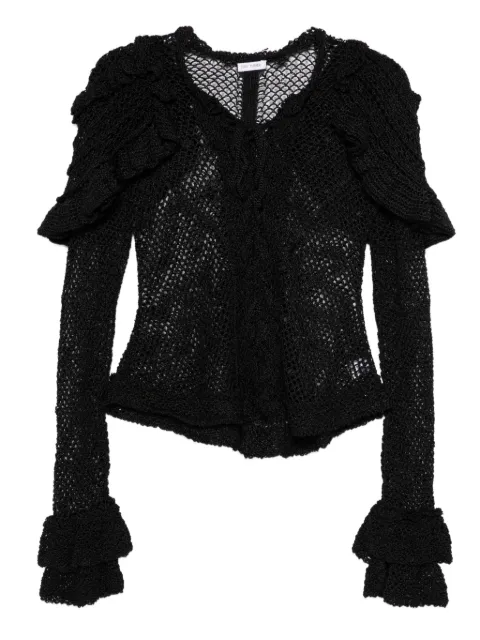 Judy Turner Lucrezia ruffled crochet top Black 9001