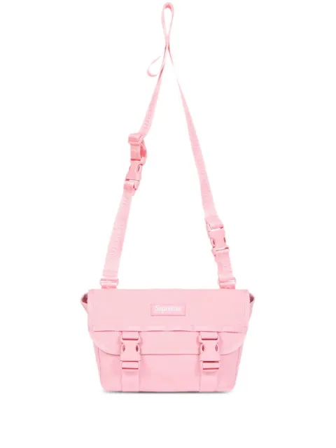 Supreme mini logo-patch messenger bag Pink SU25186