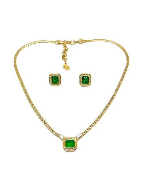 Christian Dior Pre-Owned 1980s stone-embellished jewellery set Gold DIOREMERALDSET