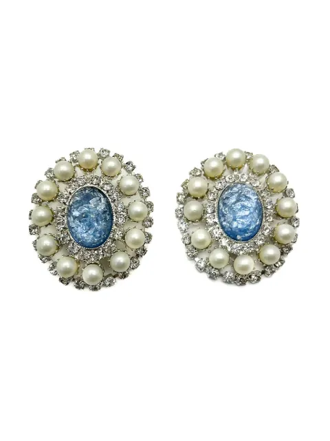 Jennifer Gibson Jewellery 1980s Easter Egg and Pearl earrings Silver JGJEGGPRLERG
