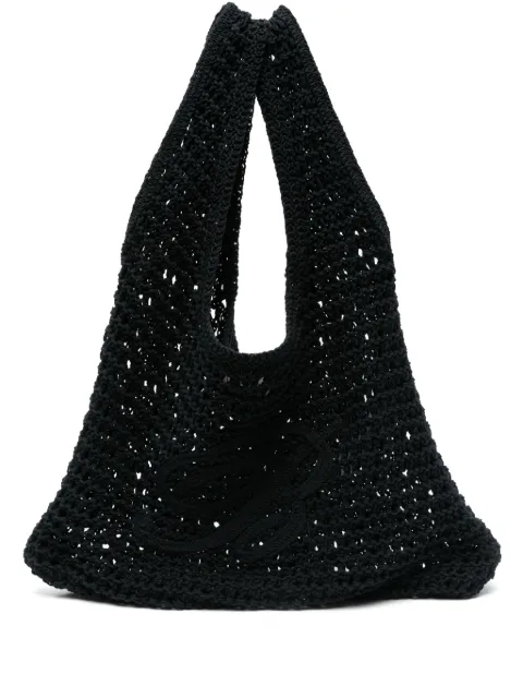 Blumarine logo-embroidered shoulder bag Black UW057A