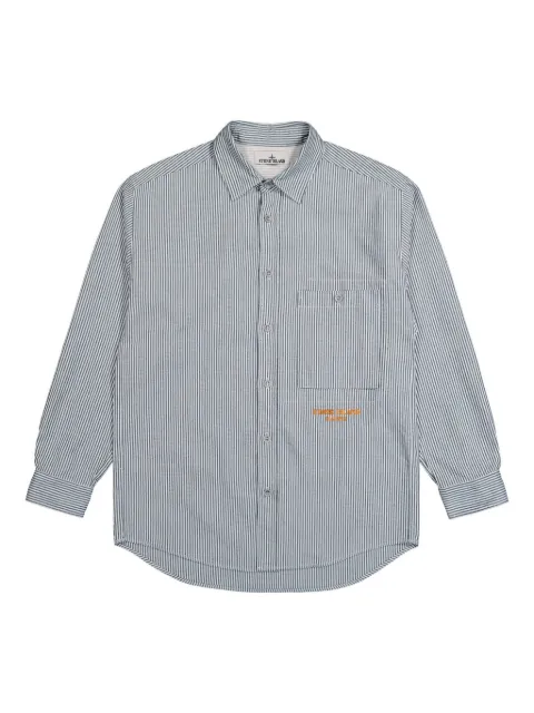Stone Island striped cotton shirt Blue K1S151100007S00X7