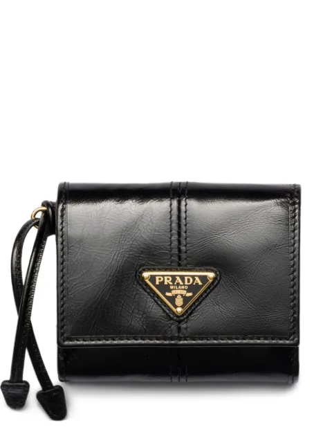 Prada triangular-logo leather wallet Black 1MH0432CYR