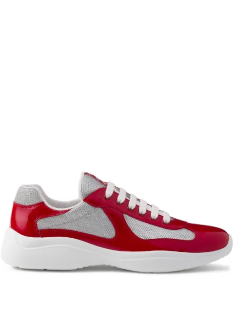 Prada patent leather and technical fabric America's cup sneakers Red 4E3400FG000ASZ