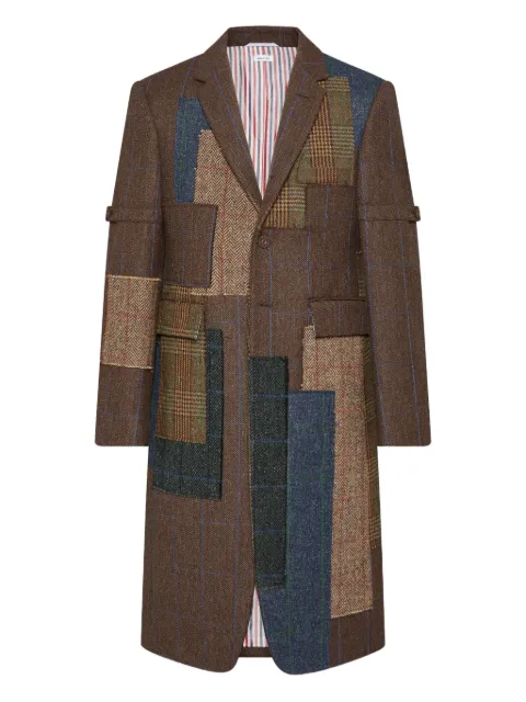Thom Browne Hunting tweed patchwork coat Brown MJR121EE1414