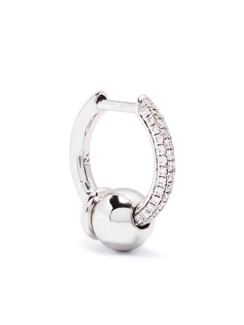 Rainbow K 14K white gold Piercing diamond huggie earring Silver E010