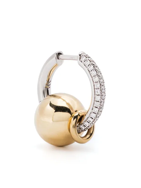 Rainbow K 14K yellow and white gold Piercing diamond hoop earring Silver E013