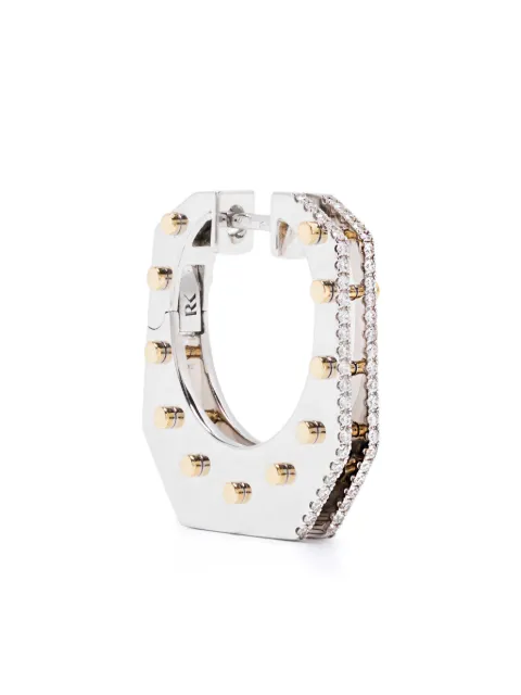 Rainbow K 14K white and yellow gold nano Cyborg diamond hoop earrings Silver E027