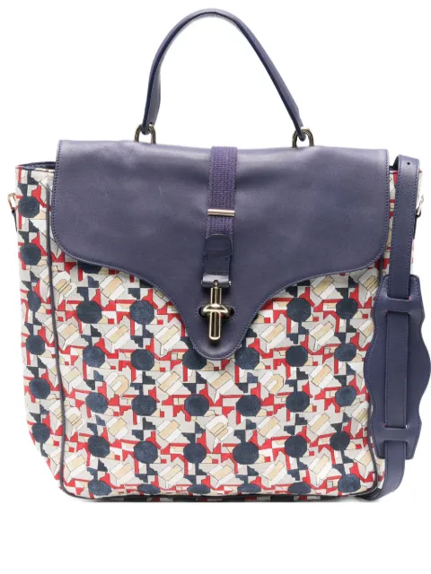 Balenciaga Pre-Owned 2020 geometric pattern leather flap bag Neutrals BA420EA