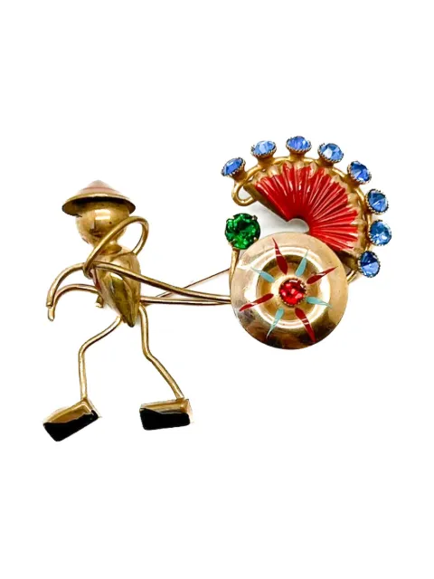 Jennifer Gibson Jewellery 1940s Walter Lampl Rickshaw brooch Gold JGJRICKSHBRO