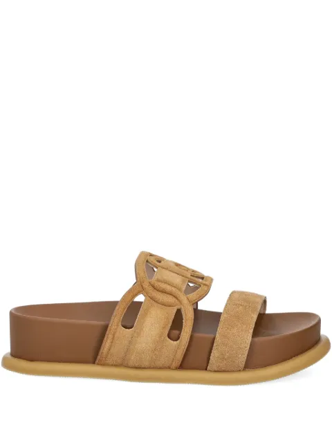 LIU JO double-strap slide sandals Brown SA5125PX002S1853
