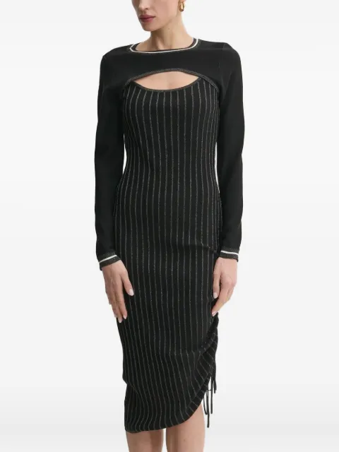 LIU JO pinstripe drawstring midi dress Black TA5037MS014