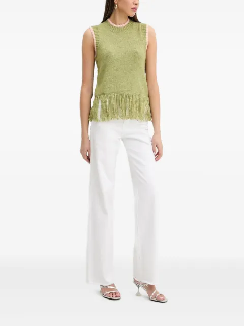 NEVER FULLY DRESSED fringe-trimmed sleeveless top Green NFDKN555