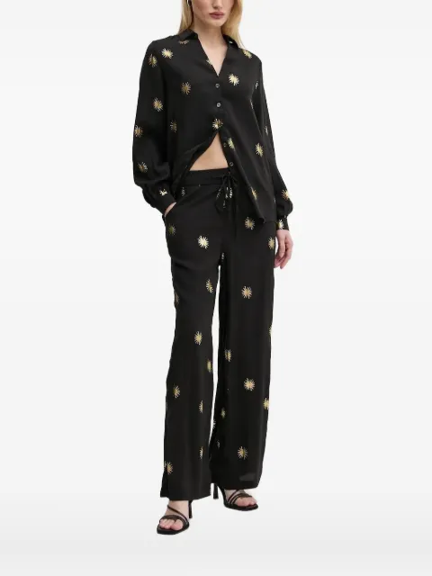 NEVER FULLY DRESSED gold-sun embroidered shirt Black NFDTO1492