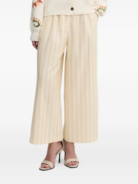 NEVER FULLY DRESSED pleated striped trousers Yellow NFDTR409
