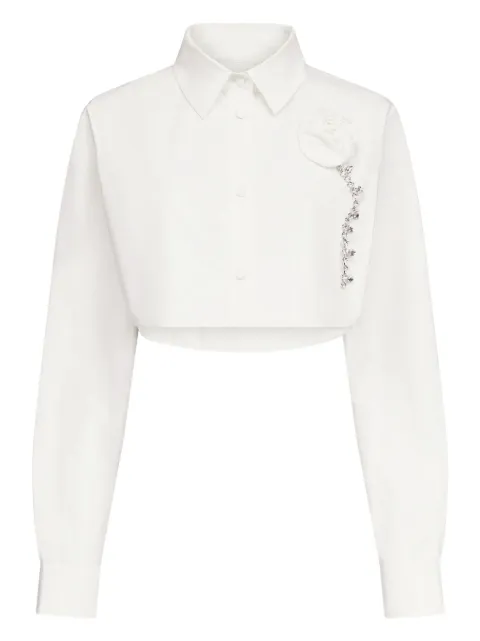 AREA crystal-embellished cropped shirt White SS25AWSH0017FA01