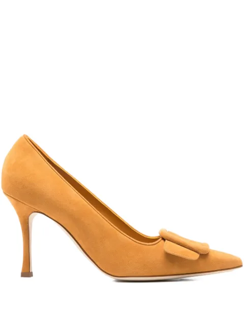 Manolo Blahnik 90mm Maysale buckle-detail pointed-toe pumps Neutrals 2190174