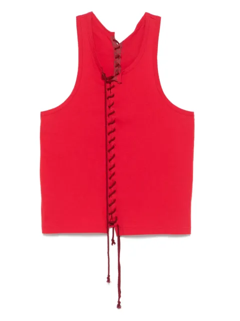 Yohji Yamamoto lace-up tank top Red HHT28083