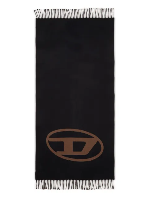 Diesel S-Tevie oval-logo fringed scarf Black A175720AKBM