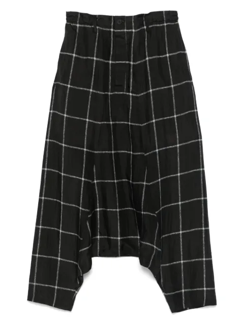 Yohji Yamamoto check-pattern drop-crotch trousers Black HPP91529