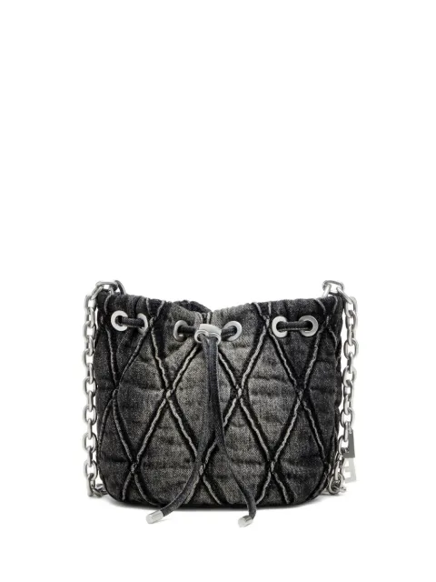 Diesel Charm-D S-mini bucket bag in treated quilted denim Black X10346P6330