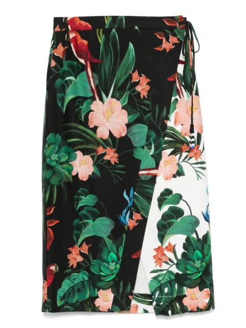 FARM Rio Midnight Macaw Fiesta midi skirt Black 332956
