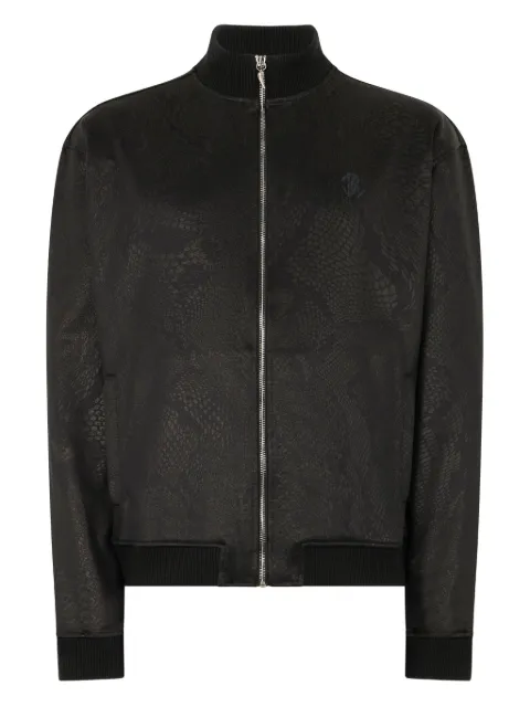 Roberto Cavalli snake-print bomber jacket Black URT66G2ON53