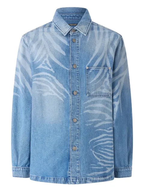 Roberto Cavalli animal-print denim shirt Blue URJ775VMN73