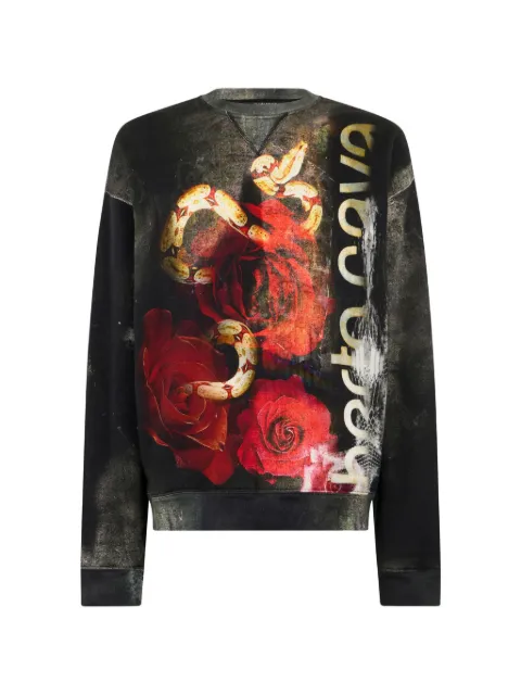 Roberto Cavalli rose-print faded-effect sweater Black URT68C5ON67