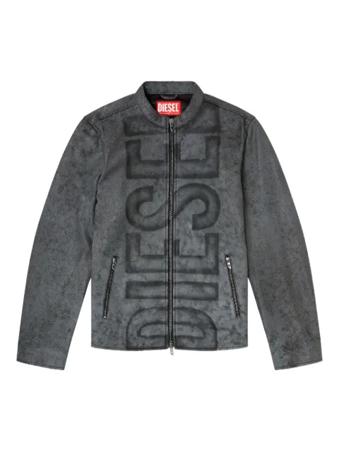 Diesel L-Evert-A logo-print leather jacket Black A193500AJFV