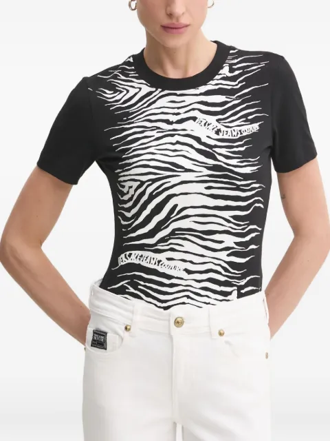 Versace Jeans Couture zebra-print short-sleeved top Black 78HAHS02CJ01S
