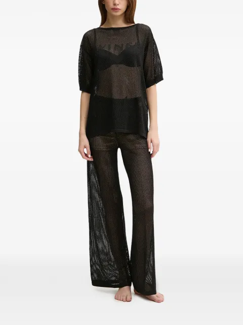 TWINSET wide-leg mesh beach trousers Black 251LB3QCC