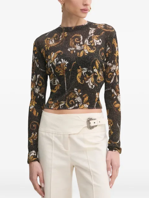 Versace Jeans Couture Barocco-pattern lurex jumper Black 78HAFM21CMN45