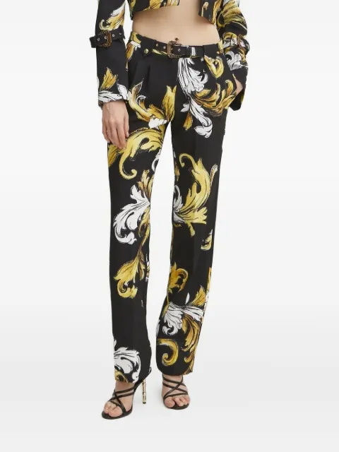 Versace Jeans Couture baroque-print belted trousers Black 78HAA111NS636