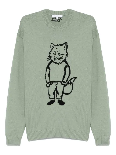 Maison Kitsuné Dressed Fox-intarsia sweater Green OM00802KT1030